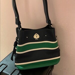 Kate Spade Black, Green, and Cream Shoulder Bag